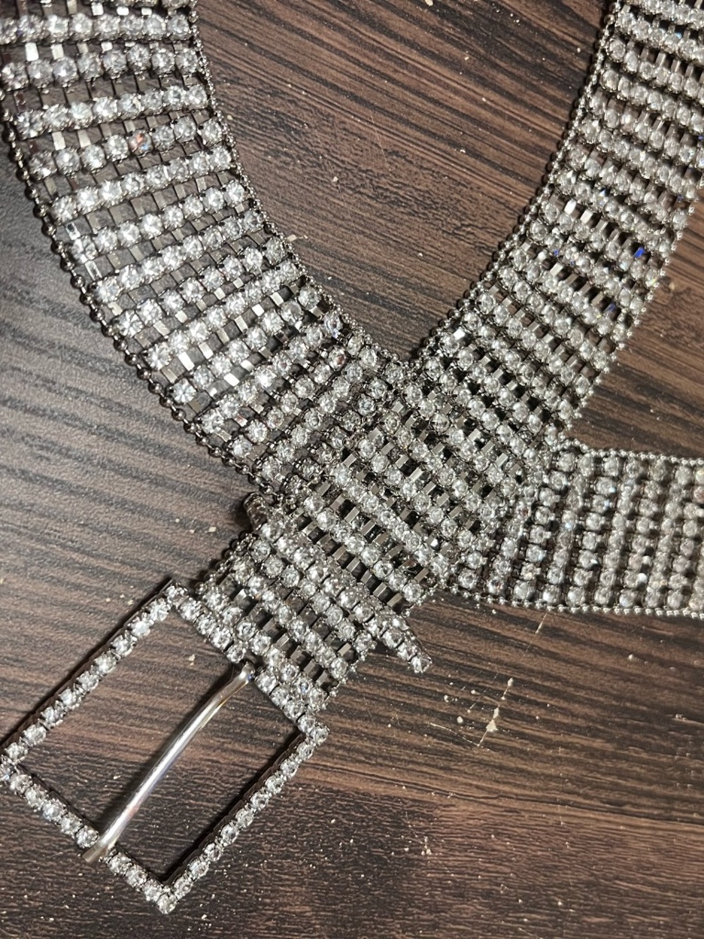 Rhinestone Crystal Statement Belt - Silver Sparkle